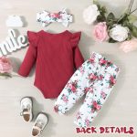 GDTOGRT Baby Girl Clothes Newborn Infant Outfits Ruffle Romper+ Floral Pants + Cute Headband Sets for Girls - Image 3